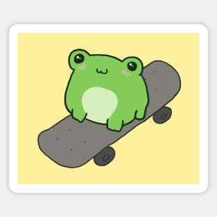 Cute Fat Frog on Skateboard, Kawaii Cottagecore Aesthetic for Skateboarding Fans, Funny Chubby Skater Froge Magnet